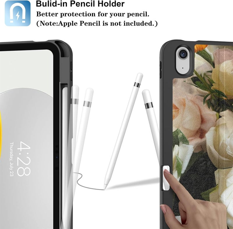 Supveco Case for iPad (A16) 11th Generation 11 inch (2025),iPad 10th Generation 10.9 inch (2022) with Pencil Holder-[Auto Wake/Sleep],Premium Folio Stand Case with Soft TPU Back Cover-Pink Rose - Image 3